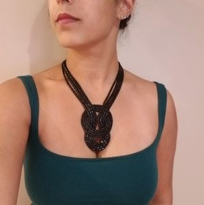 Black knotted chain necklace